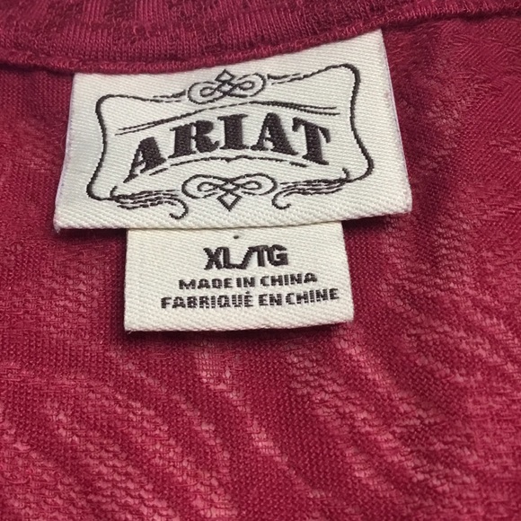 Ariat Jacquard Long Sleeve Top Lush Berry Size XL - Picture 7 of 7